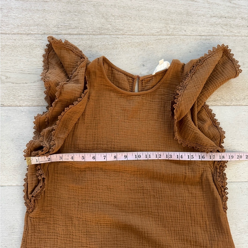 Sézane Ruffle Sleeve Gauzy Ester Blouse cafe Size 40/8 - Picture 7 of 9
